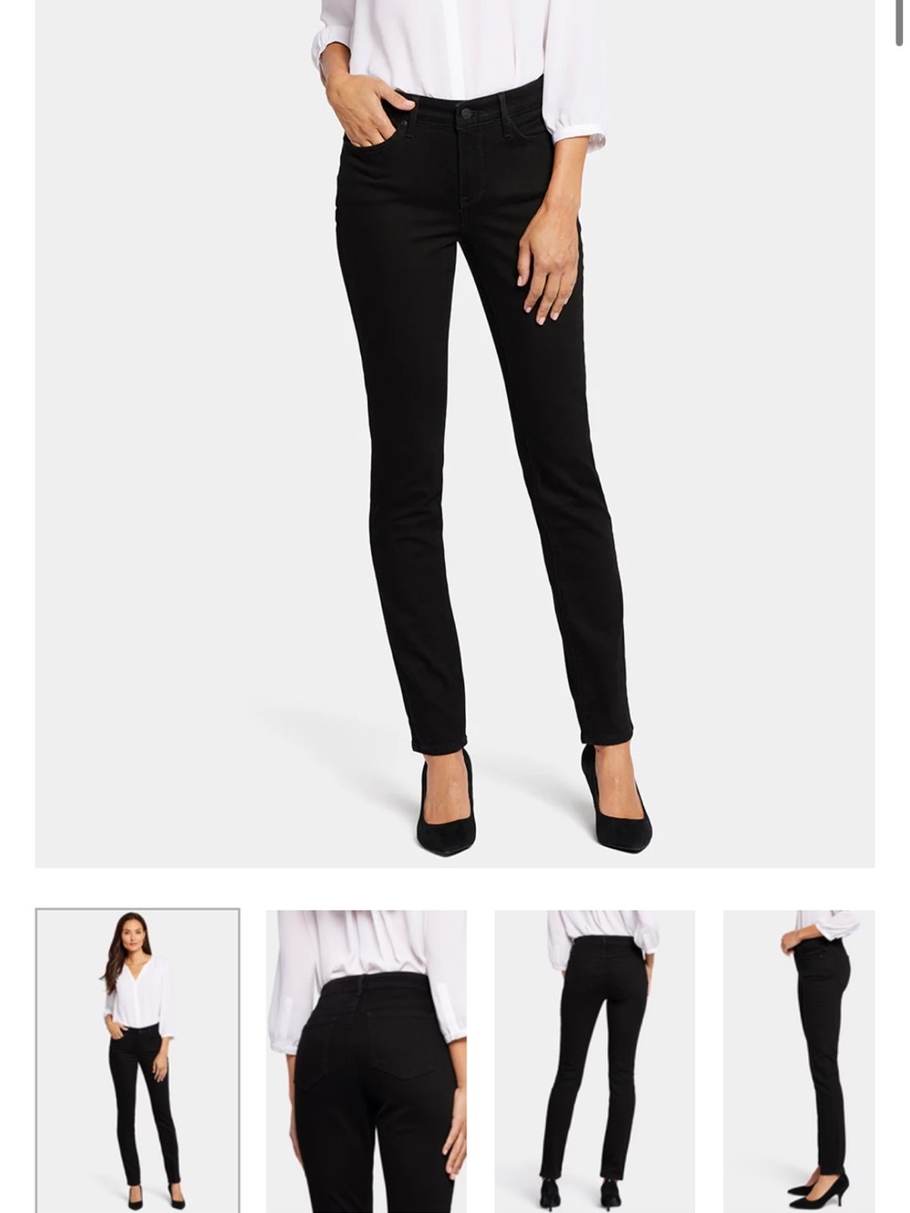 NEW NYDJ Black Slim Alina Black Stretch Denim Jeans Size 14